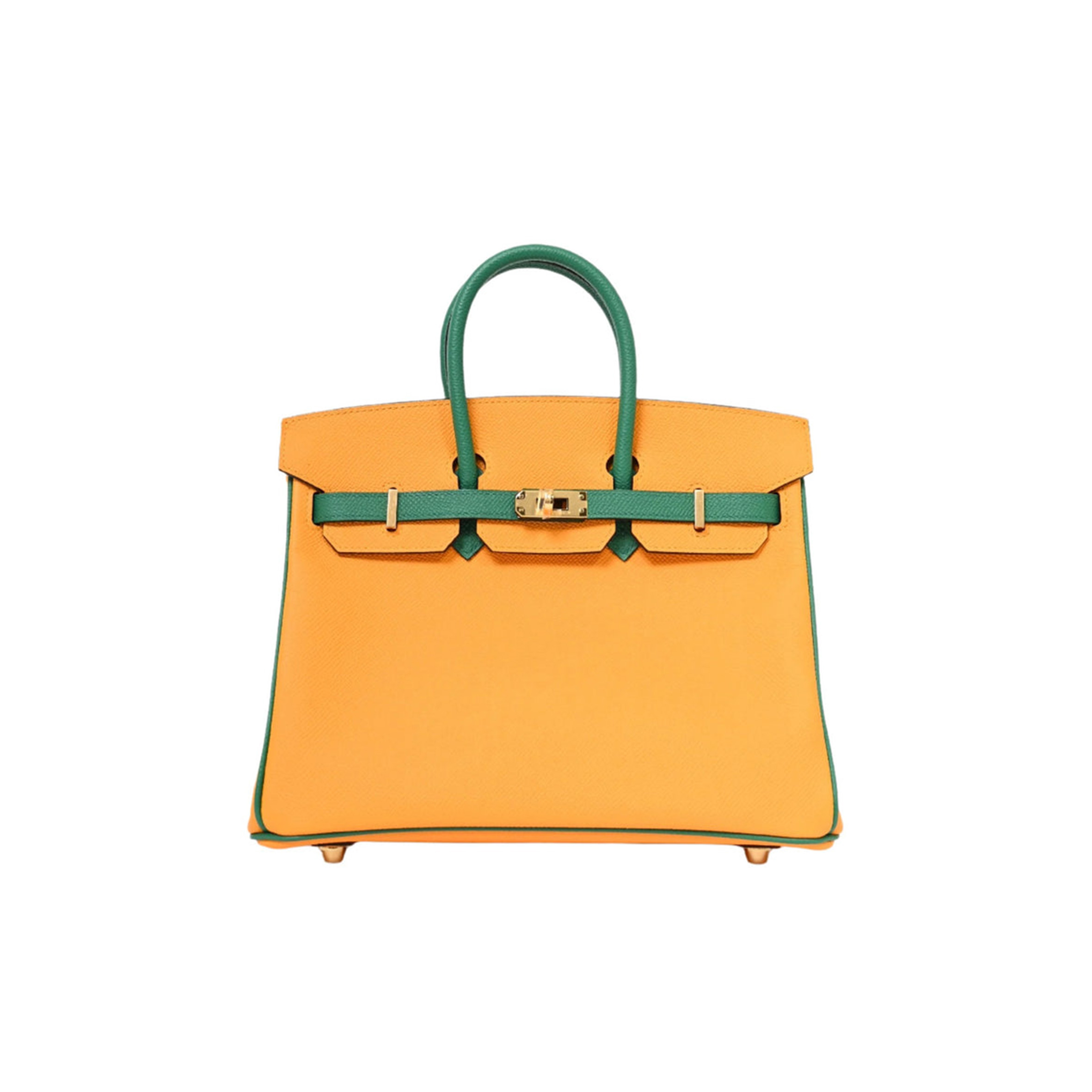 HERMÈS BIRKIN 30 TOGO LEATHER SUN YELLOW AND PEACOCK GREEN WITH GOLD BUCKLE BAG H028365CC30 (30*23*15cm)